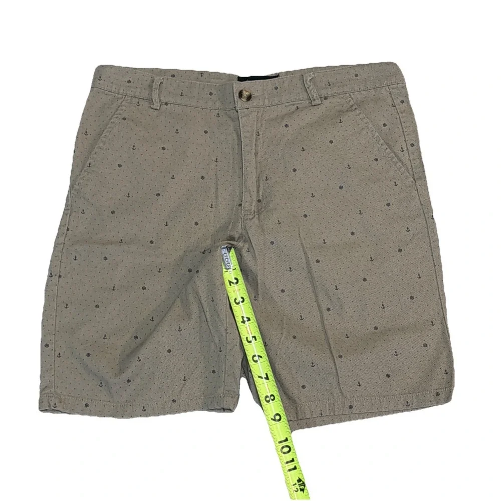 Public Record Men's‎ Brown Size 32x9 All Over Nautical Print Everyday Shorts Tan